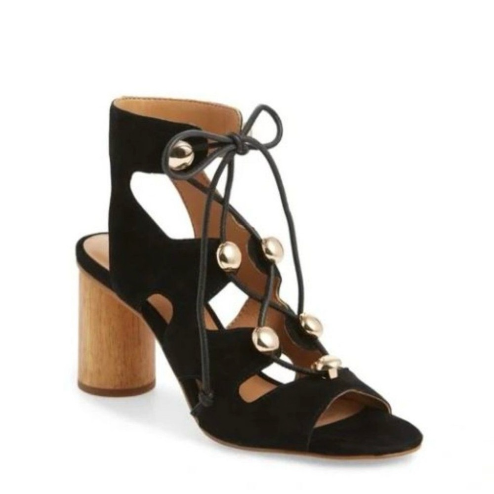 Rebecca Minkoff Adiv Suede Cage Sandals Black Size 7